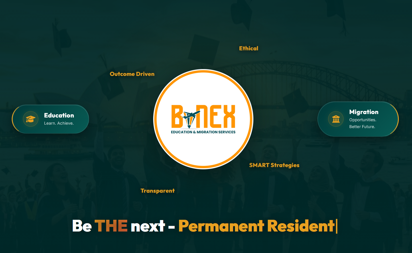 B-nex Education & Migration Services — Website Design & Development logo